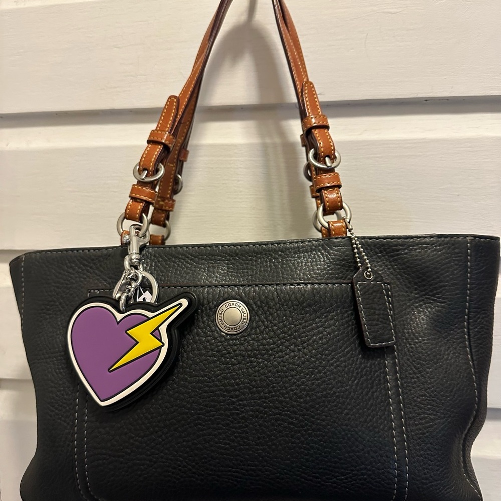 Coach Purple and Yellow lighting Heart Key fob / bag Charm - Picture 7 of 8